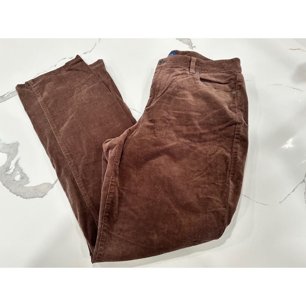 Talbots Curvy Fit Corduroy Pants Brown Casual Everyday Comfort Size 16